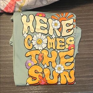 SHEIN Graphic Tee - Green with Multicolor Print